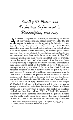 Smedley D. Butler and Prohibition Enforcement in Philadelphia