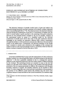 ELECTRONICS AND OPTICS 25 SURFACE AND INTERFACE