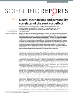 Neural mechanisms and personality correlates of the sunk cost effect