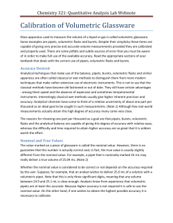 Calibration of Volumetric Glassware