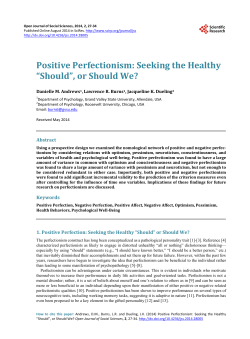 Positive Perfectionism - Scientific Research Publishing