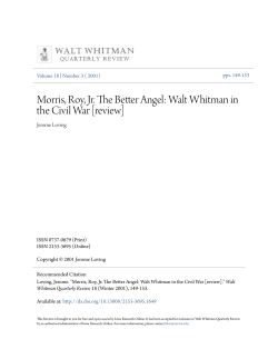 Morris, Roy, Jr. The Better Angel: Walt Whitman in the Civil War