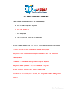 Unit 4 Post-Assessment: Answer Key 1. Thomas Edison invented