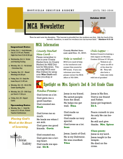 MCA Newsletter - Monticello Christian Academy