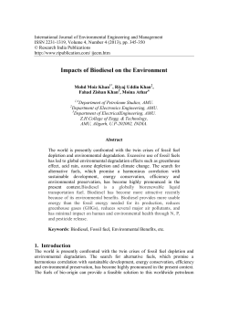 Impacts of Biodiesel on the Environment