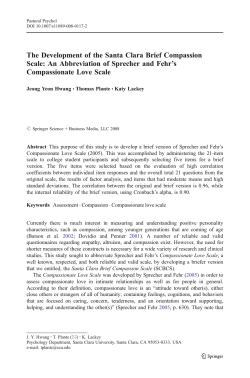 The Development of the Santa Clara Brief Compassion Scale: An