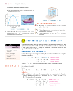 FACTORING ax2 bx c WITH a 1