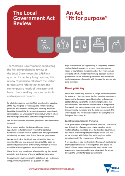 The Local Government Act Review An Act &ldquo;fit for purpose&rdquo;