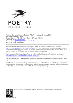 If a Poem Is like a Picture, What`s a History of Poetry