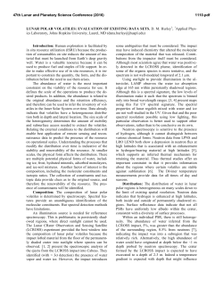 Lunar Polar Volatiles: Evaluation of Existing Data Sets