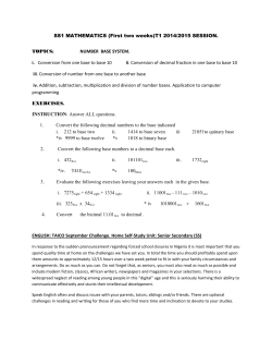 SS1 MATHEMATICS (First two weeks)T1 2014/2015 SESSION