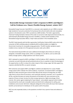Smart, Flexible Energy System - Renewable Energy Consumer Code