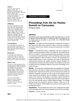 Proceedings from the Ice Hockey Summit on Concussion: A Call to