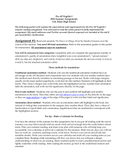 Pre-AP English I 2016 Summer Assignments SH