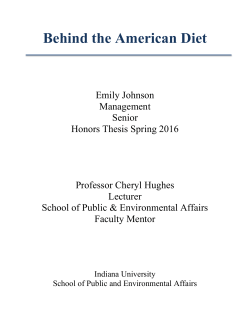 Behind the American Diet - School of Public and Environmental Affairs