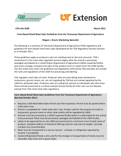 Farm-based Retail Meat Sales Guidelines from the Tennessee