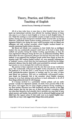 Theory, Practice, and Effective Teaching of English