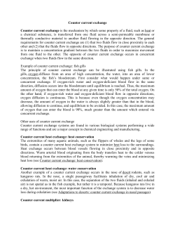 Counter current exchange Counter current exchange is the