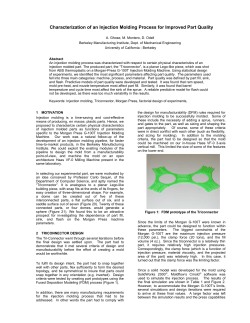 Characterization of an Injection Molding Process for Improved Part
