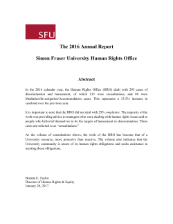 The 2016 Annual Report Simon Fraser University Human Rights Office
