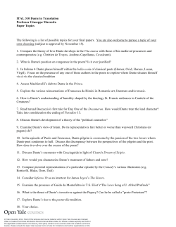 ITAL 310 Dante in Translation Professor Giuseppe Mazzotta Paper