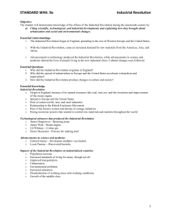 STANDARD WHII. 9a Industrial Revolution