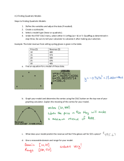 Section 4.3: Finding Quadratic Models