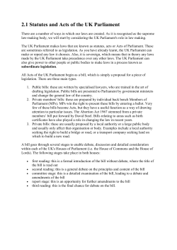 2.1 Statutes and Acts of the UK Parliament