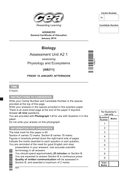A2 1, Physiology and Ecosystems