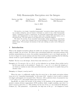 Fully Homomorphic Encryption over the Integers