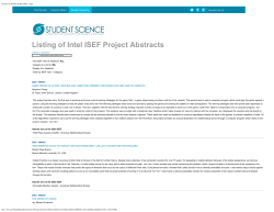 Listing of Intel ISEF Project Abstracts