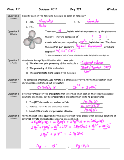 Chem 111 Summer 2011 Key III Whelan