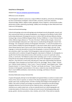 Study Note on Ethnography Adapted from http://en.wikipedia.org