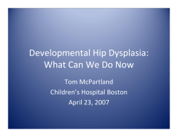 Developmental Hip Dysplasia: What Can We Do Now