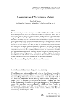 Shakespeare and Warwickshire Dialect