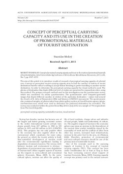 CONCEPT OF PERCEPTUAL CARRYING CAPACITY AND ITS USE