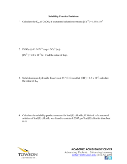 ACADEMIC ACHIEVEMENT CENTER Solubility Practice Problems