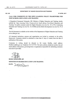 Open learning policy framework for South African post