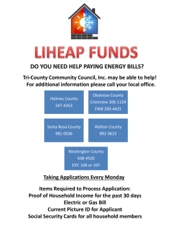 Tri-County Community Council, Inc. may be able to help! For