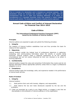 Annual Code of Ethics and Conflict of Interest Declaration for