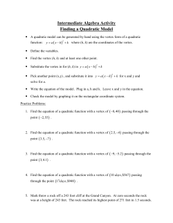 Intermediate Algebra Activity Finding a Quadratic Model ( )2 ( )2 ( )2