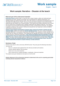 Work sample - Australian Curriculum