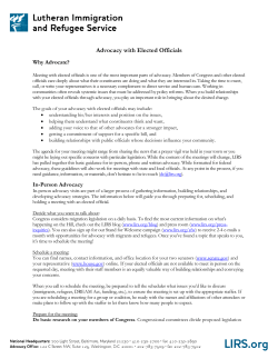 Advocacy with Elected Officials - Lutheran Immigration and Refugee