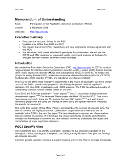 PGC3 Memorandum of Understanding