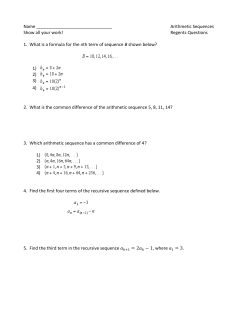 Arithmetic Sequences Show all your work! Regents Questions 1