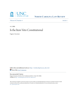 Is the Item Veto Constitutional - Carolina Law Scholarship Repository