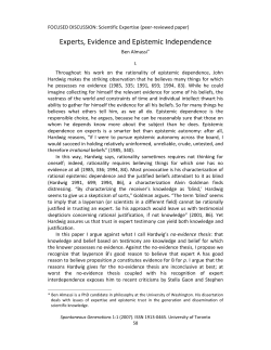 Experts, Evidence and Epistemic Independence