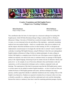 Creative Translation and Old English Poetry: A Report on a