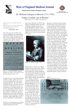 Dr. William Cadogan of Bristol (1711-1797): Father of infant care in