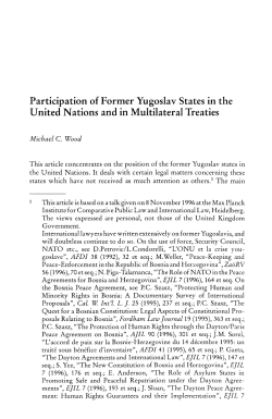 Participation of Former Yugoslav States in the United Nations and in